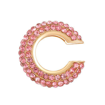 Luxurious U Shape Clip Earrings For Women In Copper With KC Golden Plated Finish And Zircon Inlay
