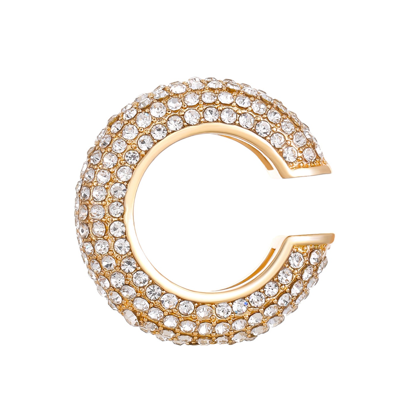 Luxurious U Shape Clip Earrings For Women In Copper With KC Golden Plated Finish And Zircon Inlay