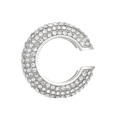 Luxurious U Shape Clip Earrings For Women In Copper With KC Golden Plated Finish And Zircon Inlay