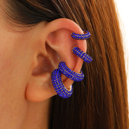 Luxurious U Shape Clip Earrings For Women In Copper With KC Golden Plated Finish And Zircon Inlay