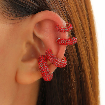 Luxurious U Shape Clip Earrings For Women In Copper With KC Golden Plated Finish And Zircon Inlay