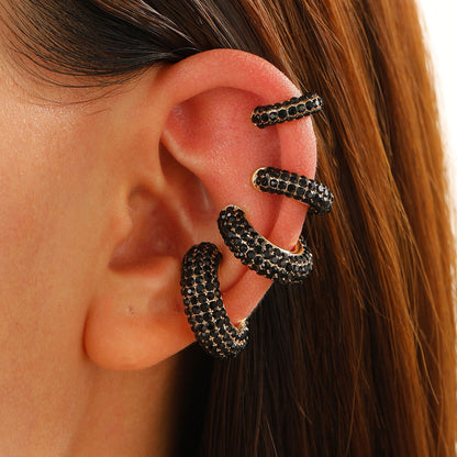 Luxurious U Shape Clip Earrings For Women In Copper With KC Golden Plated Finish And Zircon Inlay
