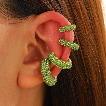 Luxurious U Shape Clip Earrings For Women In Copper With KC Golden Plated Finish And Zircon Inlay