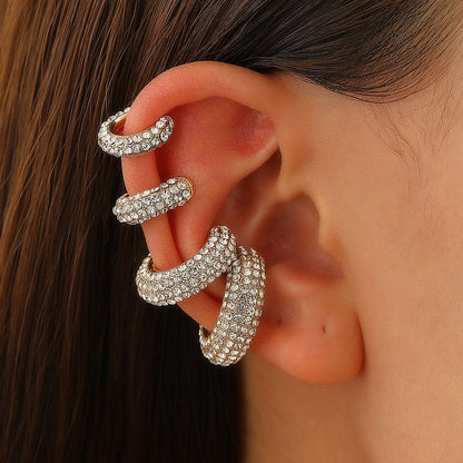 Luxurious U Shape Clip Earrings For Women In Copper With KC Golden Plated Finish And Zircon Inlay