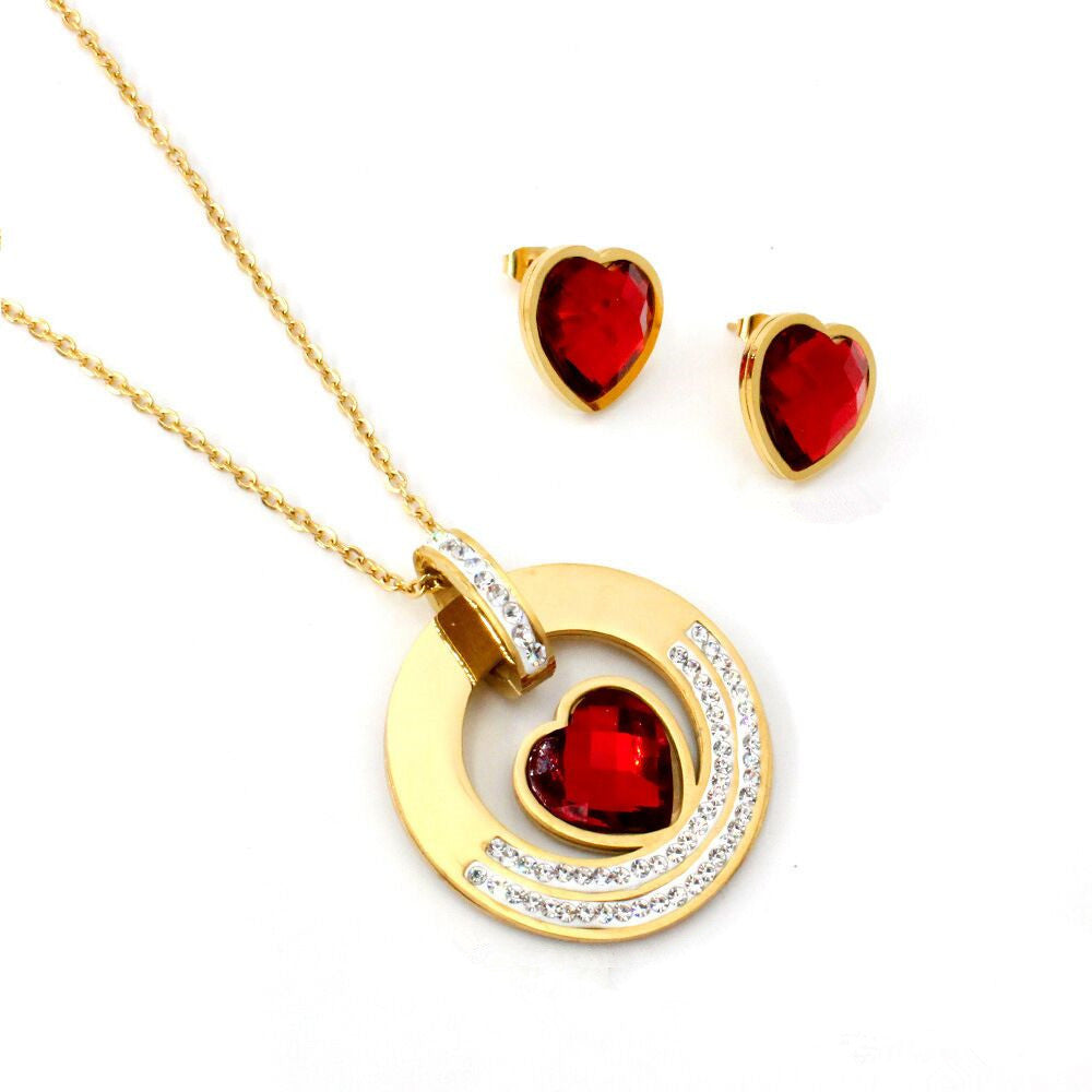 Heart Shape Jewelry Set In Simple Style With Electroplated Metal And Cable Chain, Available As 1 Set