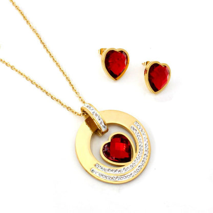 Heart Shape Jewelry Set In Simple Style With Electroplated Metal And Cable Chain, Available As 1 Set