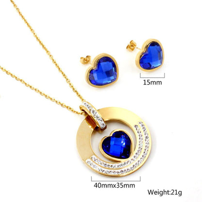 Heart Shape Jewelry Set In Simple Style With Electroplated Metal And Cable Chain, Available As 1 Set