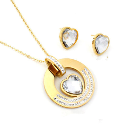 Heart Shape Jewelry Set In Simple Style With Electroplated Metal And Cable Chain, Available As 1 Set