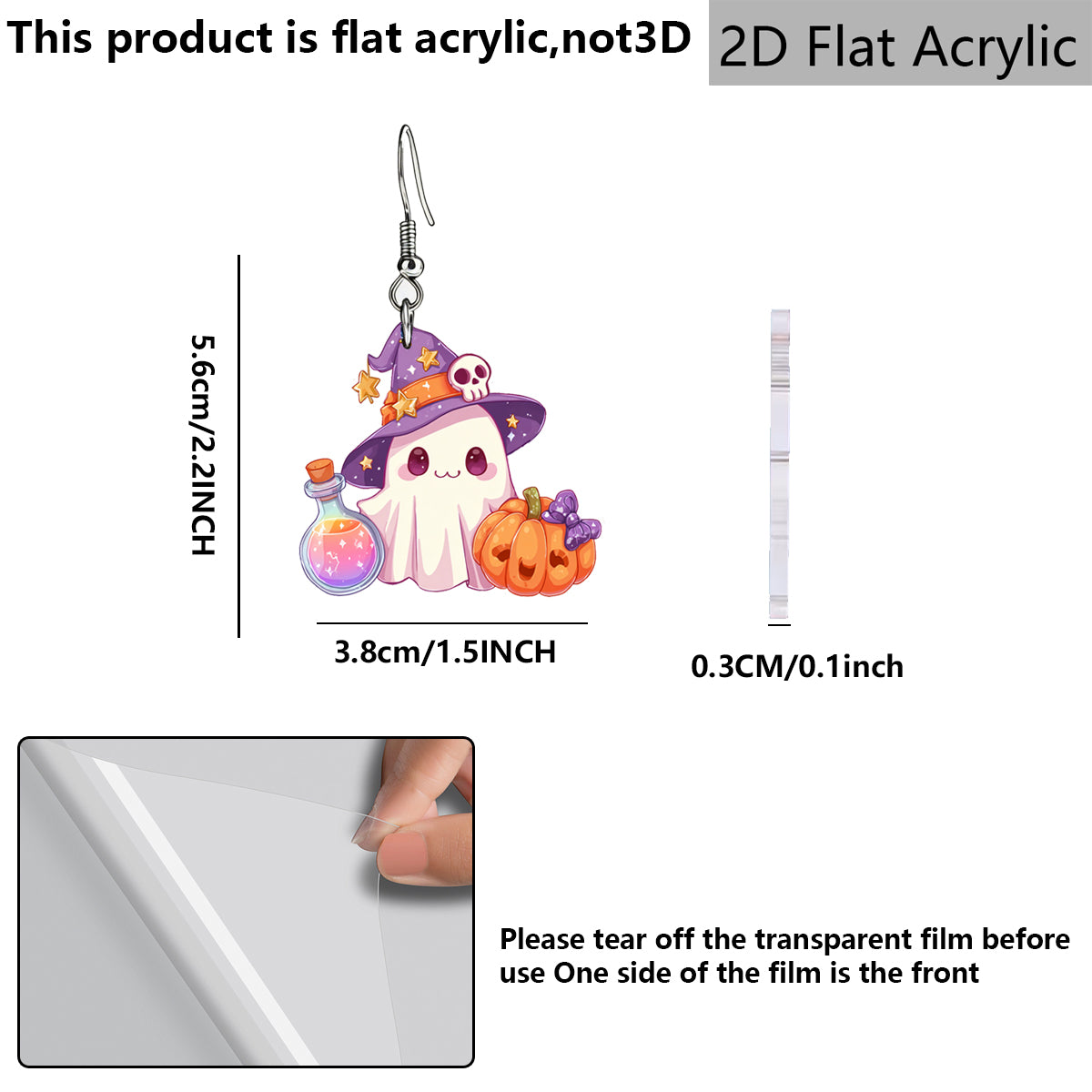 Funny Pumpkin Print Acrylic Earrings For Women With 304 Stainless Steel Ear Pins