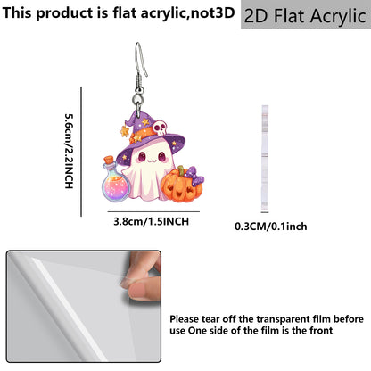 Funny Pumpkin Print Acrylic Earrings For Women With 304 Stainless Steel Ear Pins