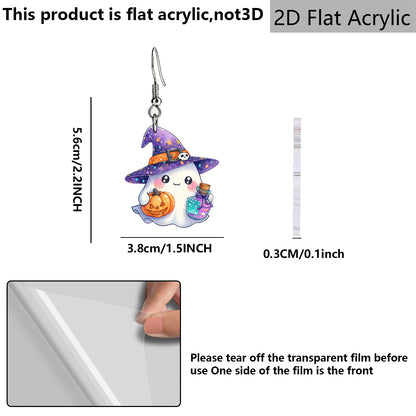 Funny Pumpkin Print Acrylic Earrings For Women With 304 Stainless Steel Ear Pins