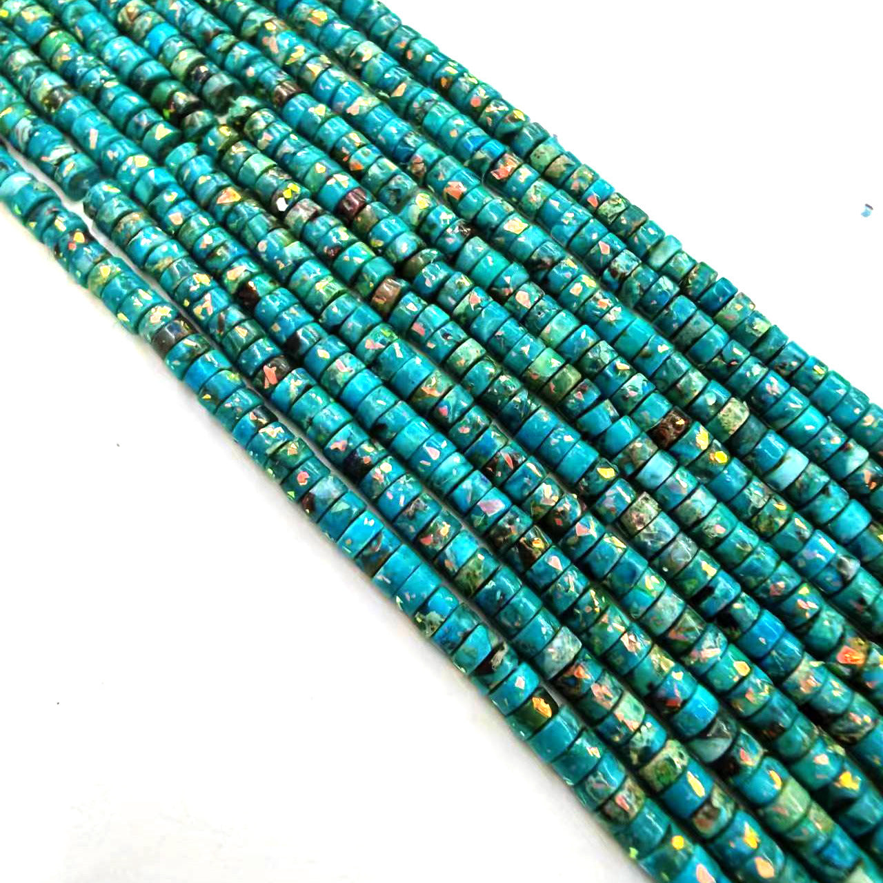 Natural Stone Printing Spacer Bars With October Birthstone Opal Inlay Featuring Cutting Craftsmanship In Blue Baroque Style