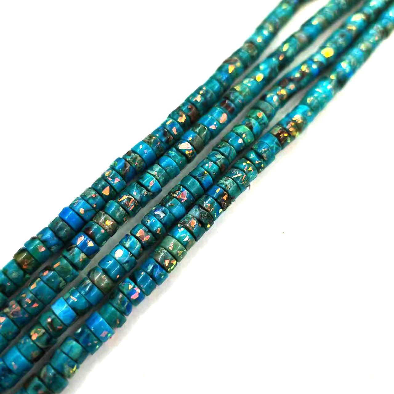 Natural Stone Printing Spacer Bars With October Birthstone Opal Inlay Featuring Cutting Craftsmanship In Blue Baroque Style