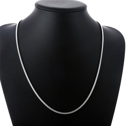 Elaborate Geometric Necklace In With Electroplated Silver 304 Stainless Steel And Snake Chain
