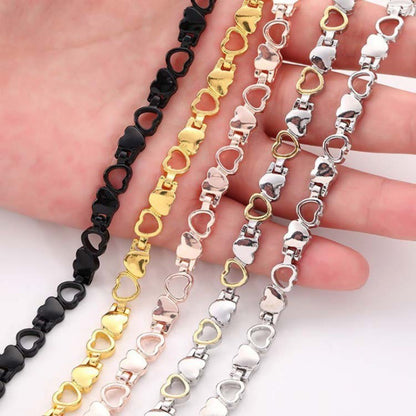 Sweet Heart Shape Beaded Bracelet In Rose Gold Alloy With Electroplated Finish, Unisex Design