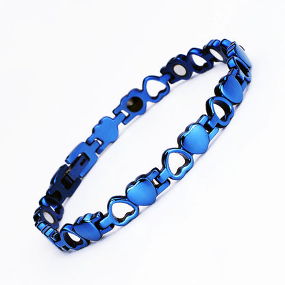 Sweet Heart Shape Beaded Bracelet In Rose Gold Alloy With Electroplated Finish, Unisex Design