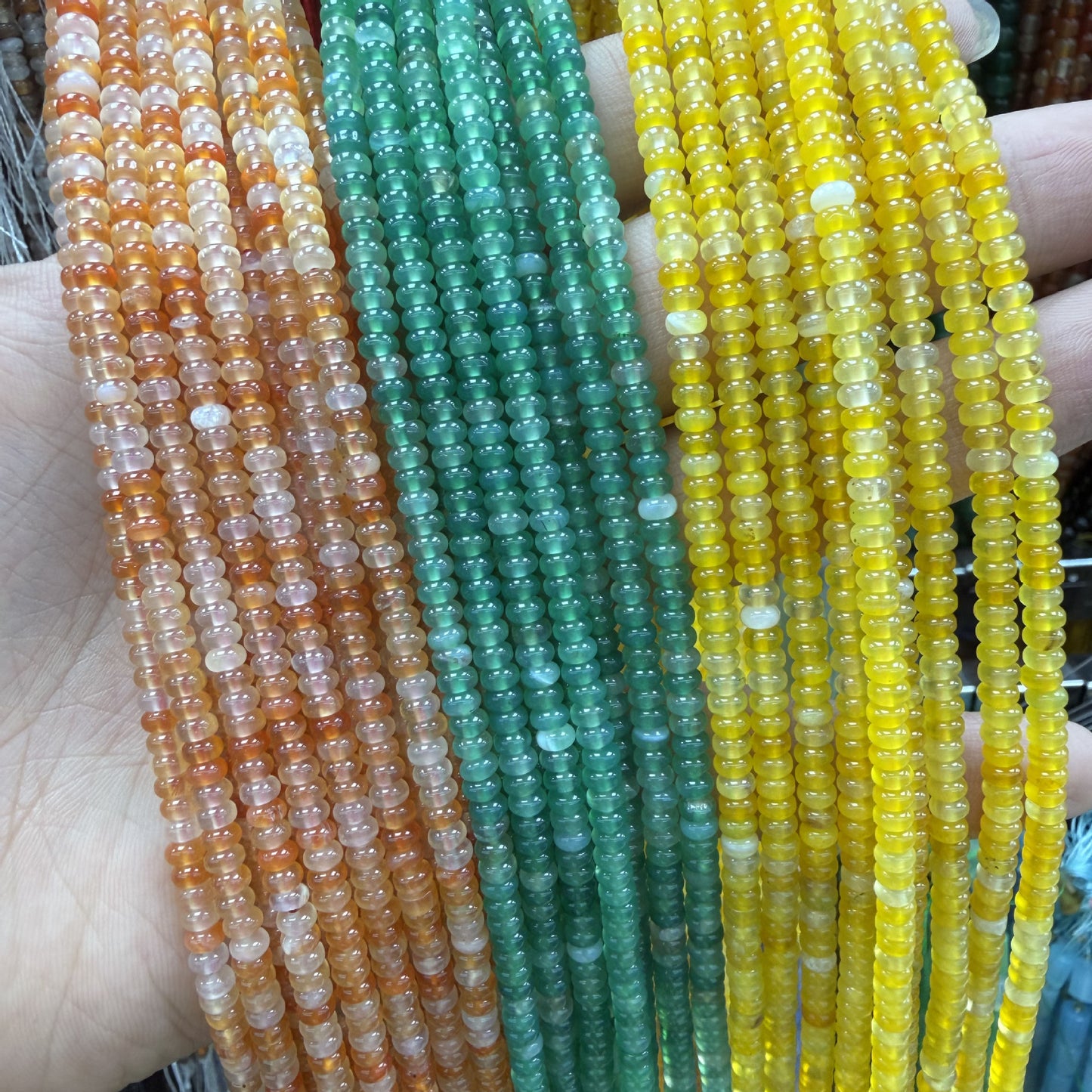 Polished Natural Agate Beads For Jewelry Making, Diameter 4mm, Available In Yellow