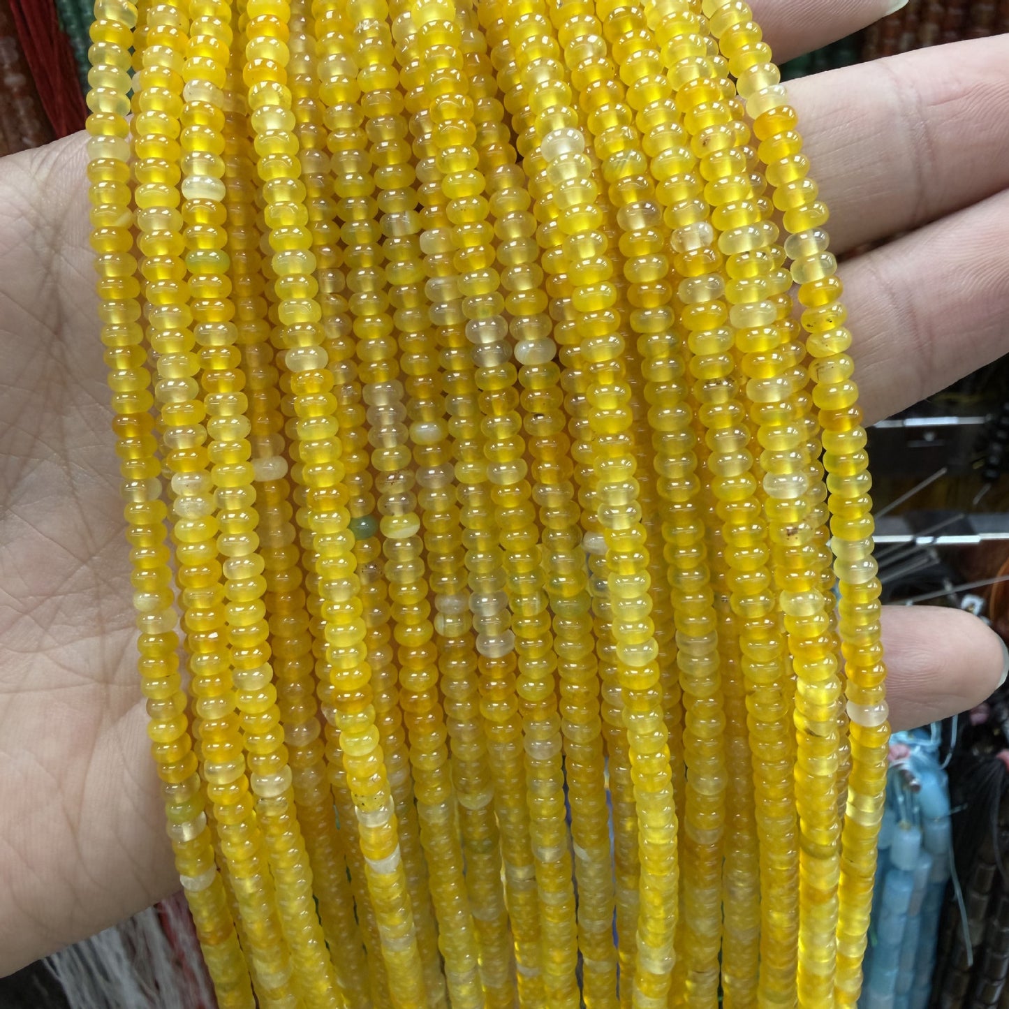 Polished Natural Agate Beads For Jewelry Making, Diameter 4mm, Available In Yellow