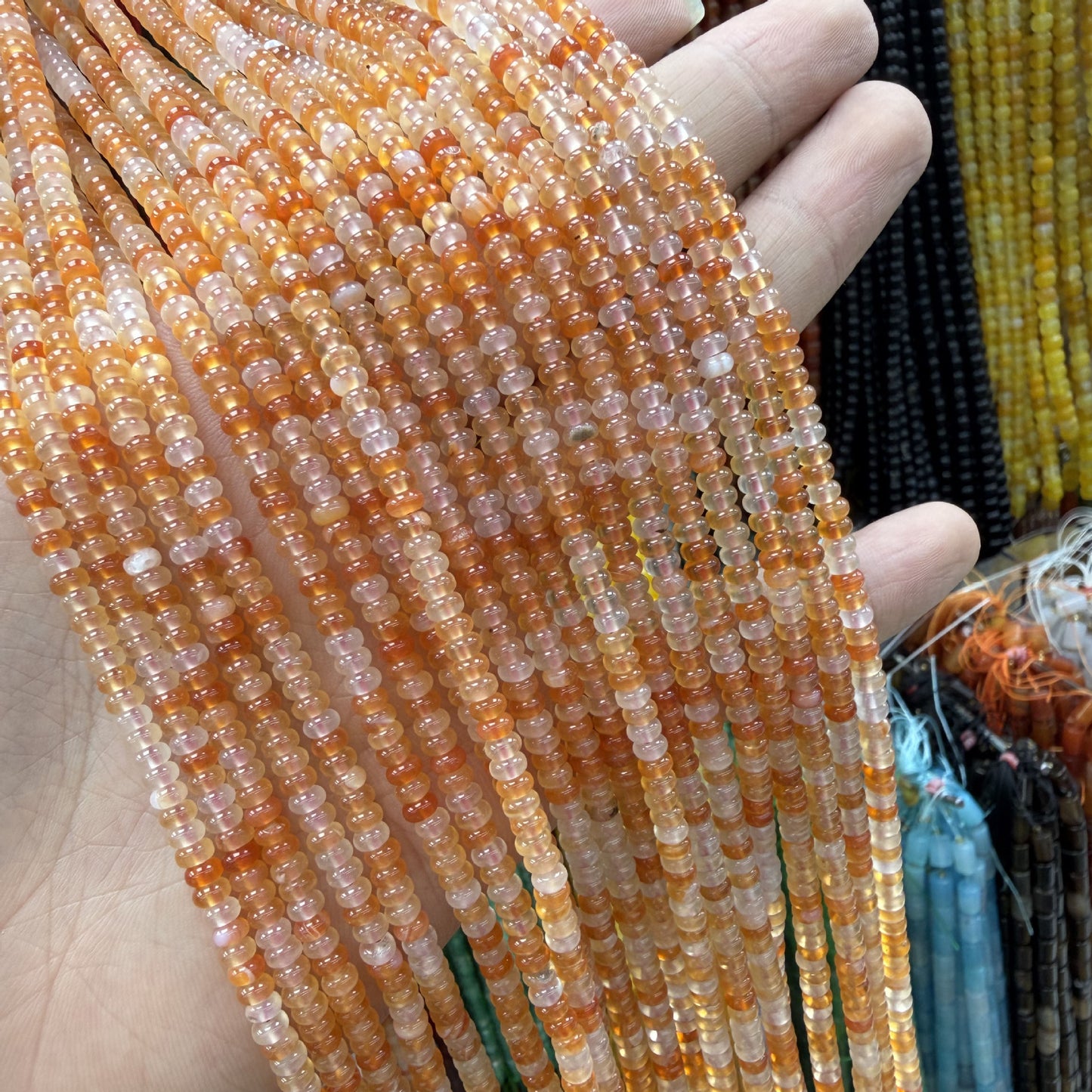 Polished Natural Agate Beads For Jewelry Making, Diameter 4mm, Available In Yellow