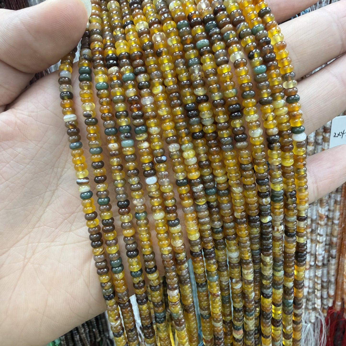 Polished Natural Agate Beads For Jewelry Making, Diameter 4mm, Available In Yellow