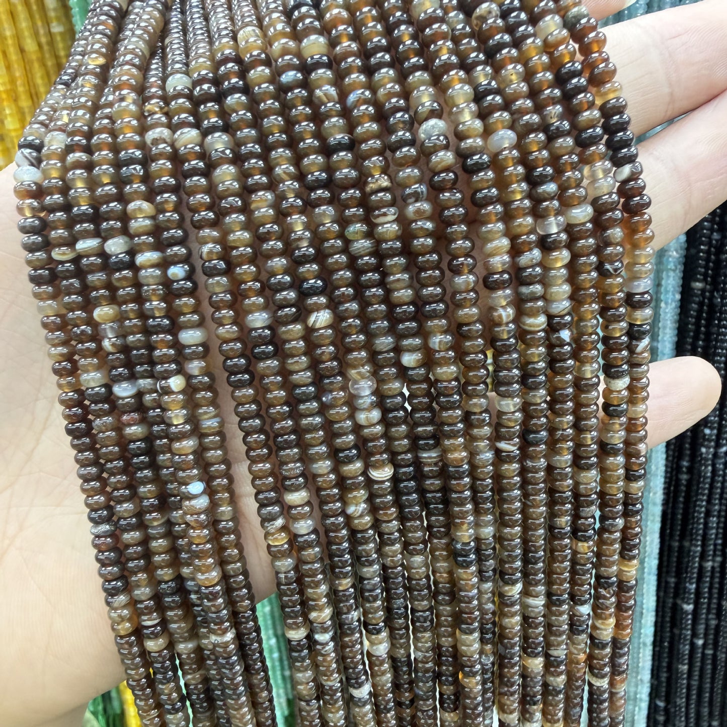 Polished Natural Agate Beads For Jewelry Making, Diameter 4mm, Available In Yellow