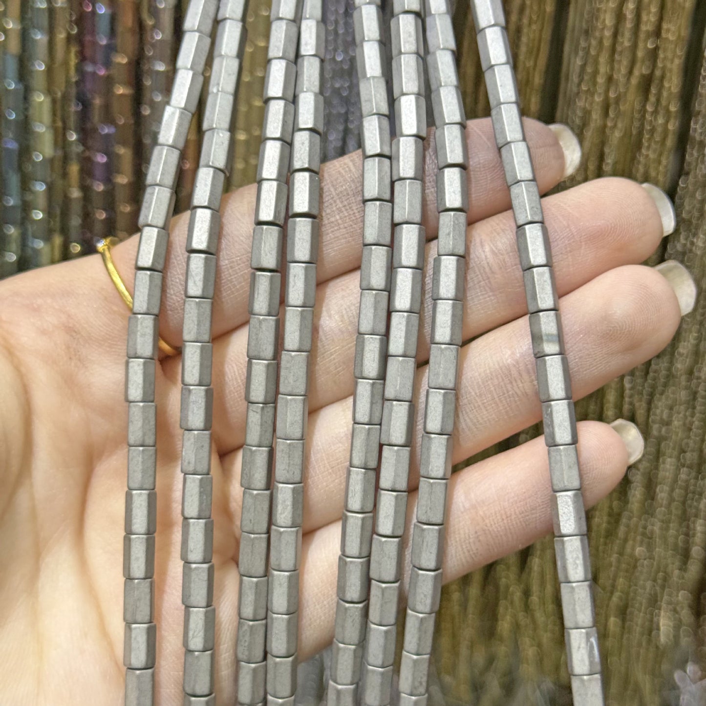Natural Hematite Beads 4mm Diameter Featuring Cutting Craftsmanship With Center-Drilled Design In Baroque Style