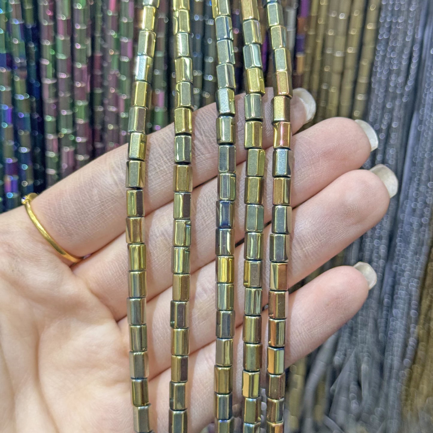 Natural Hematite Beads 4mm Diameter Featuring Cutting Craftsmanship With Center-Drilled Design In Baroque Style