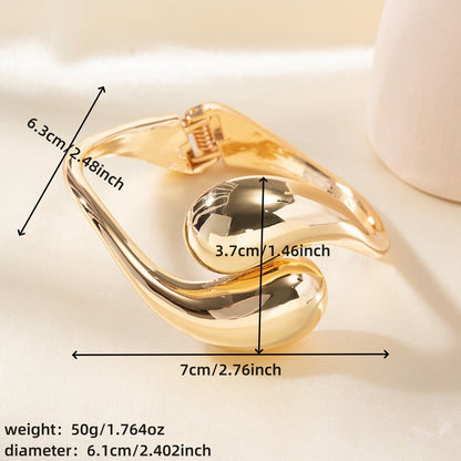Simple Style Gold Alloy Bangle With Water Droplets Pattern Featuring Electroplated Finish