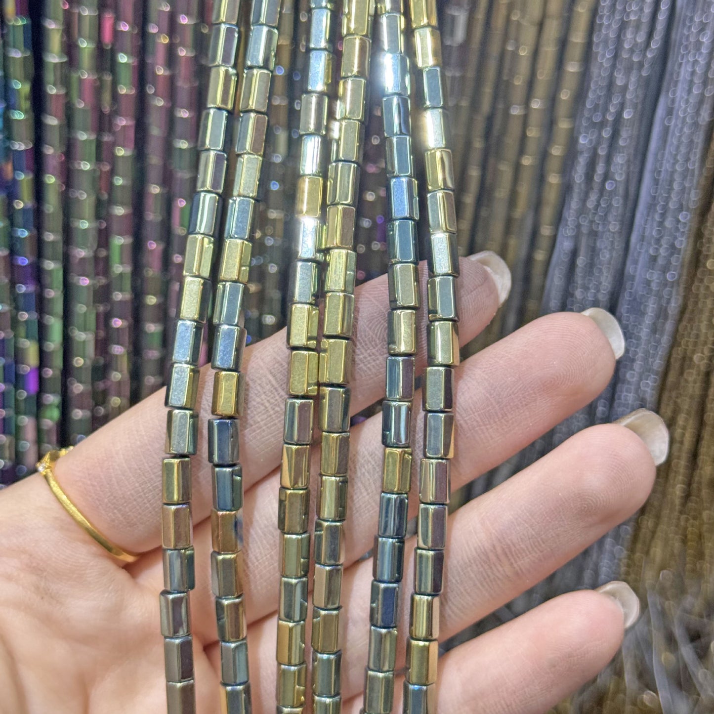 Natural Hematite Beads 4mm Diameter Featuring Cutting Craftsmanship With Center-Drilled Design In Baroque Style