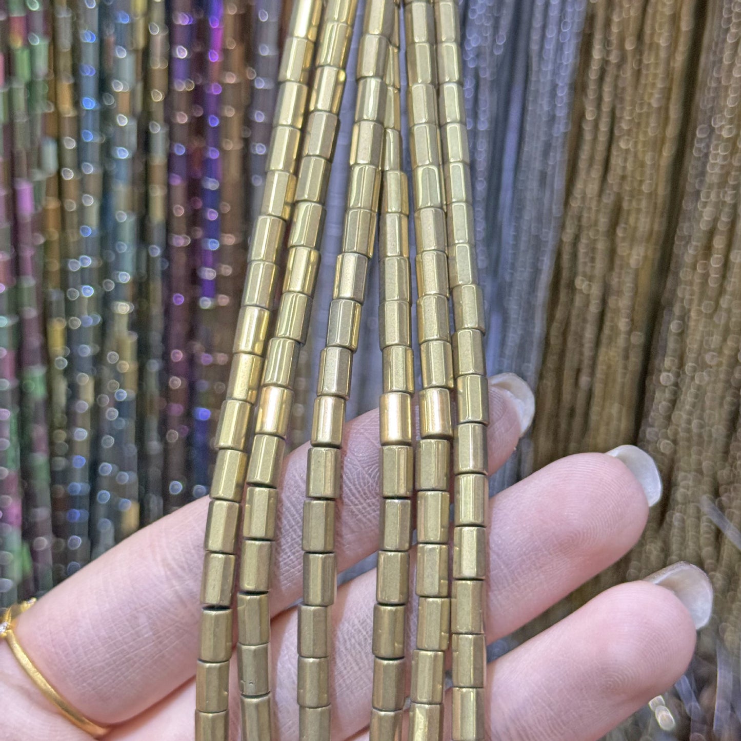 Natural Hematite Beads 4mm Diameter Featuring Cutting Craftsmanship With Center-Drilled Design In Baroque Style