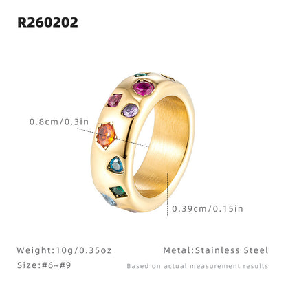 Retro Star Ring For Women In Titanium Steel With 18K Real Gold Plated Electroplated Finish And Zircon Inlay