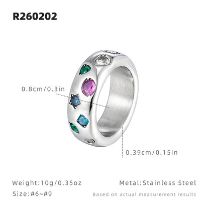 Retro Star Ring For Women In Titanium Steel With 18K Real Gold Plated Electroplated Finish And Zircon Inlay
