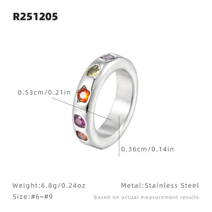 Retro Star Ring For Women In Titanium Steel With 18K Real Gold Plated Electroplated Finish And Zircon Inlay