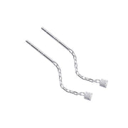 2mm Silver-white Square Earrings (pair)