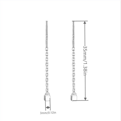 Square Tassel Silver Alloy Stud Earrings In Simple Style For Unisex