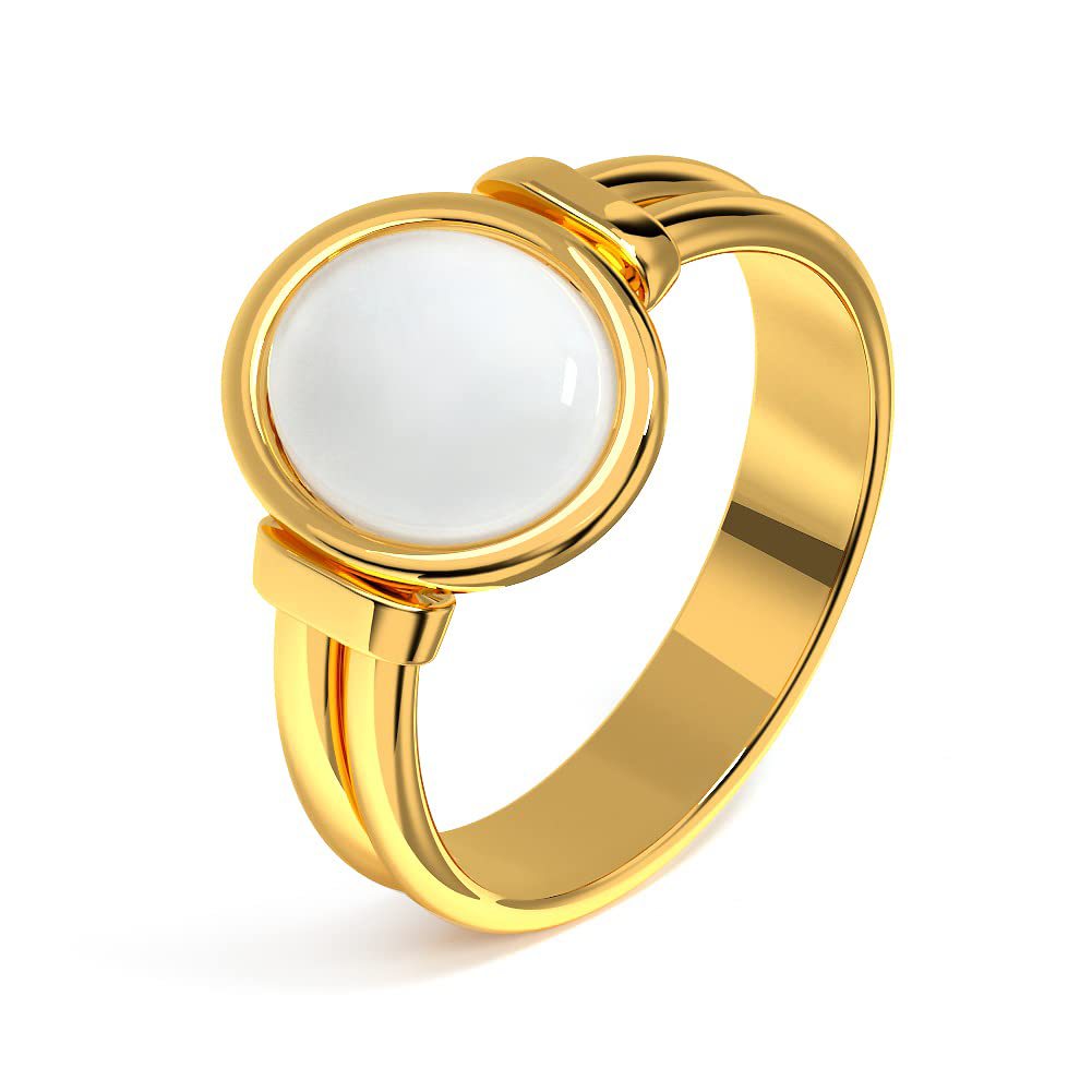 Oval Band Ring For Women In Titanium Steel With 18K Real Gold Plating And Mother-of-Pearl Shell Inlay