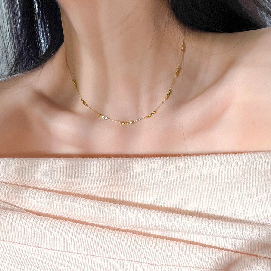 Simple Style Quadrilateral Necklace For Women With Waterproof Non Tarnish Titanium Steel Pendant And Snake Chain