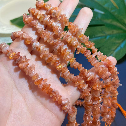 Natural Stone Beads With 5mm Diameter Featuring Polished Sunstone Inlay In Gold Baroque Style