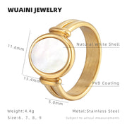 Oval Mother-of-Pearl Titanium Steel Ring