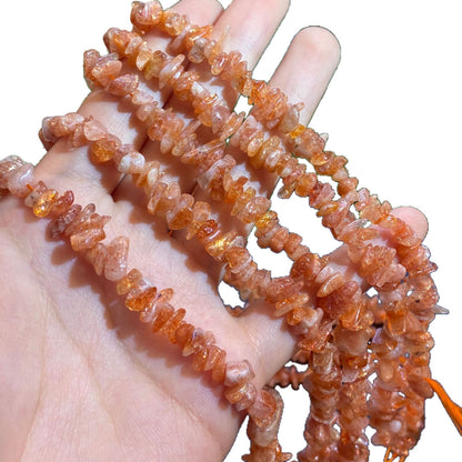 Natural Stone Beads With 5mm Diameter Featuring Polished Sunstone Inlay In Gold Baroque Style