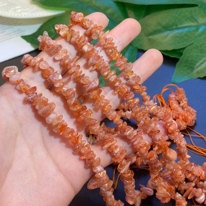 Natural Stone Beads With 5mm Diameter Featuring Polished Sunstone Inlay In Gold Baroque Style
