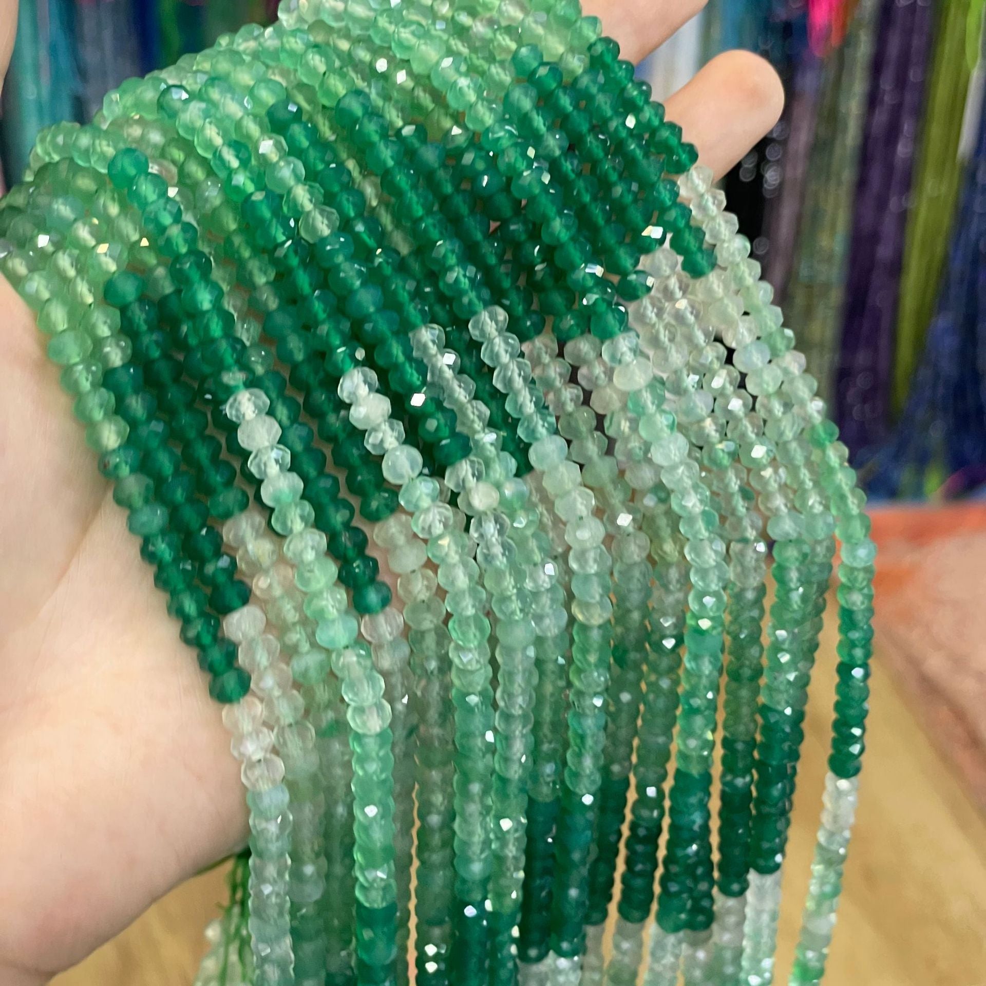 Ombre Agate Beads With Polished Finish, Diameter 3mm And Hole Size 6~9.9mm For Jewelry Making