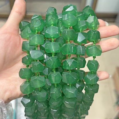 Polished Natural Stone Beads With March Birthstone Aquamarine Inlay, Hole Size 10mm+ For Jewelry Making