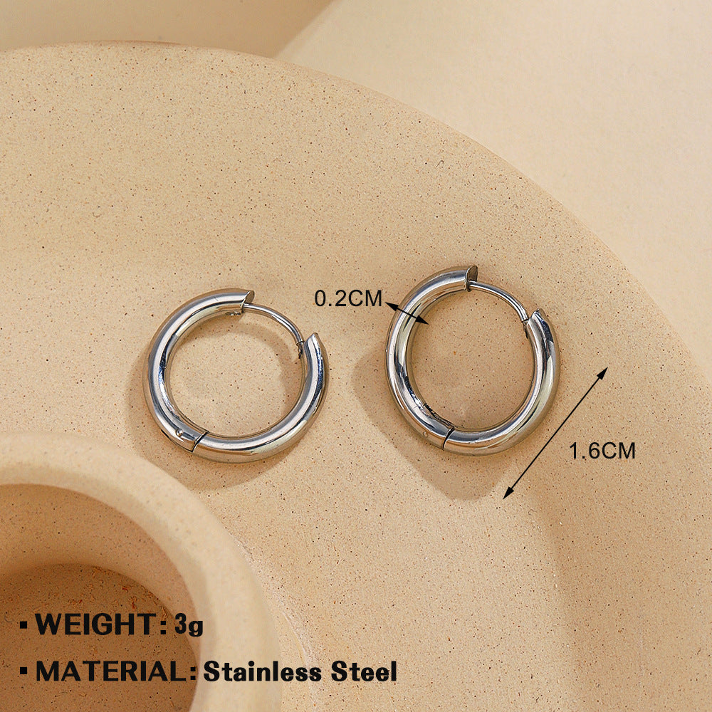 Basic Round Gold Earrings For Women With Electroplated Finish And Titanium Steel Ear Pins