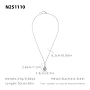 Steel-colored Water Drop Pendant Necklace