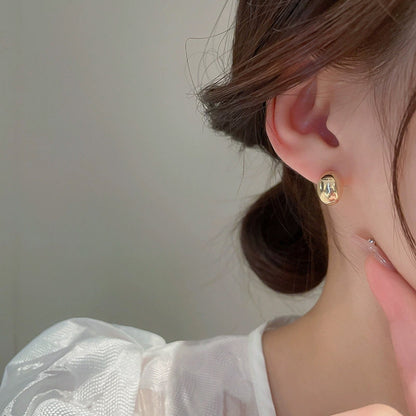Round Stud Earrings For Women Featuring Waterproof Non Tarnish Gold Titanium Steel With 304 Stainless Steel Ear Pins