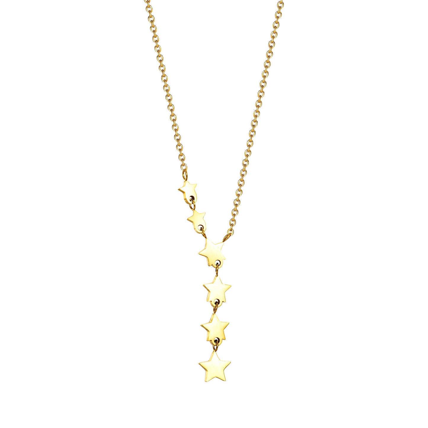 Simple Style Gold Star Choker Necklace For Women With Electroplated Titanium Steel Pendant