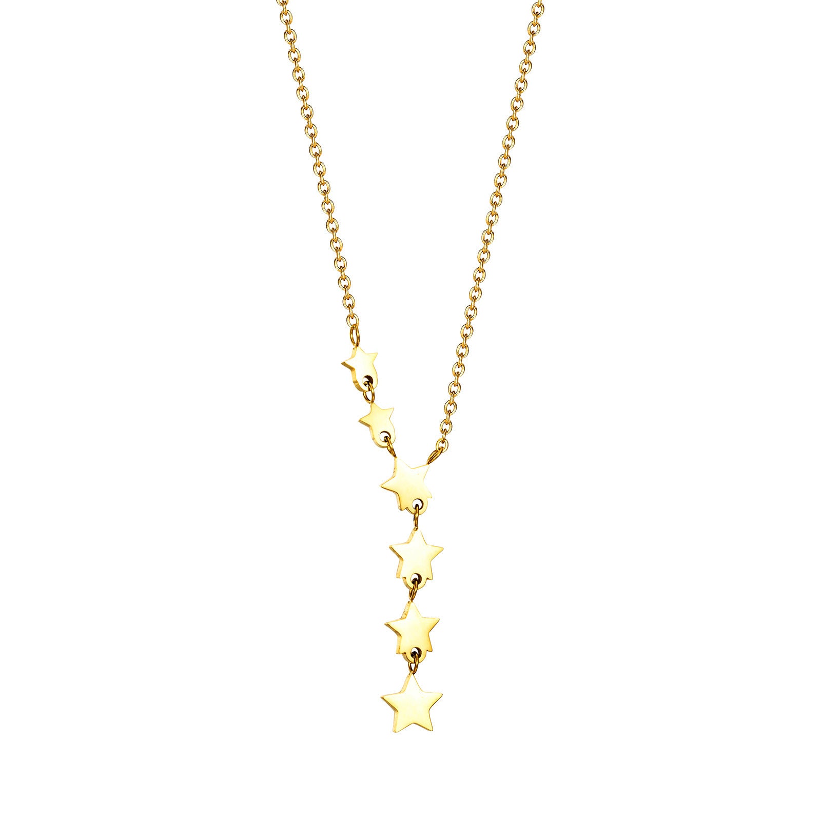 Simple Style Gold Star Choker Necklace For Women With Electroplated Titanium Steel Pendant