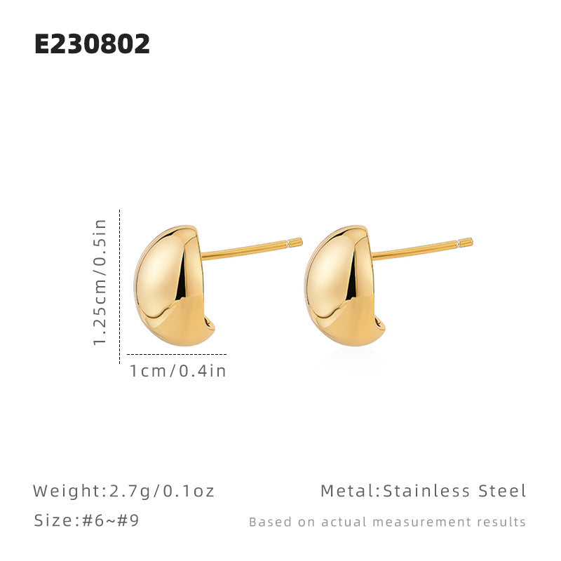 Round Stud Earrings For Women Featuring Waterproof Non Tarnish Gold Titanium Steel With 304 Stainless Steel Ear Pins