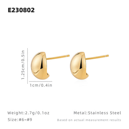 Round Stud Earrings For Women Featuring Waterproof Non Tarnish Gold Titanium Steel With 304 Stainless Steel Ear Pins